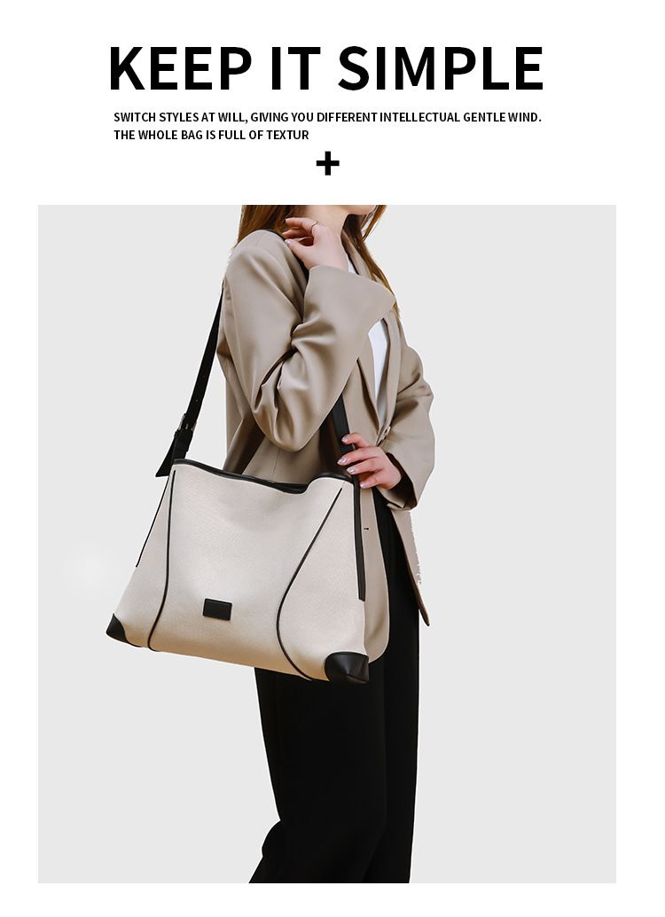 Trendy Shoulder Tote Bag For Women - Casual Canvas Crossbody Hobo Bag With Magnetic Closure, Spacious Interior & Stylish Stitching Details_voghion.com