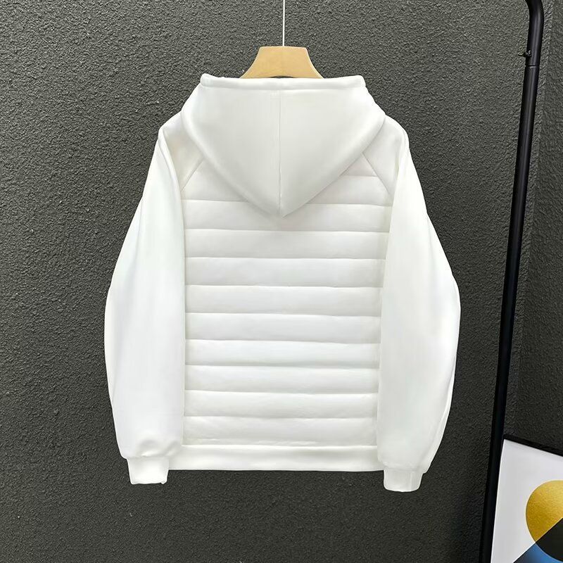 Men's Clothing Men's Autumn And Winter Cotton Casual Hooded Lining Full Edge Light Sweater Couple Jacket Casual Top Solid Color Stitching_voghion.com