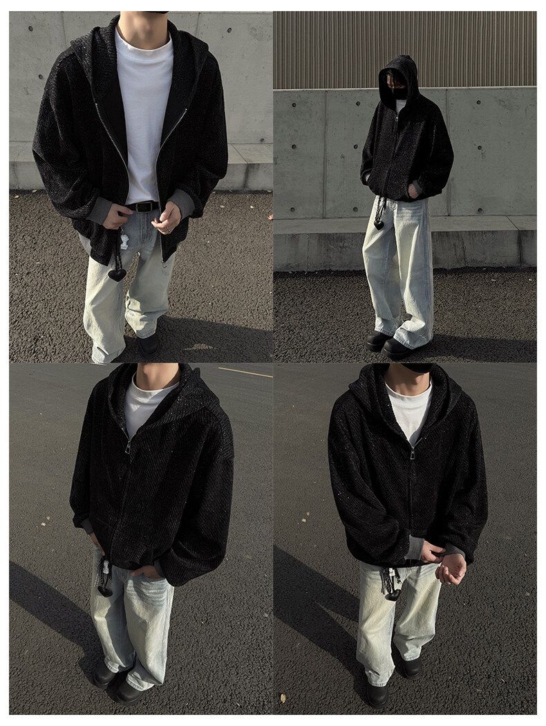 Cleanfit Zip-Up Hoodie voor heren – Vintage-geïnspireerd oversized sweatshirtjack voor casual streetwear_voghion.com