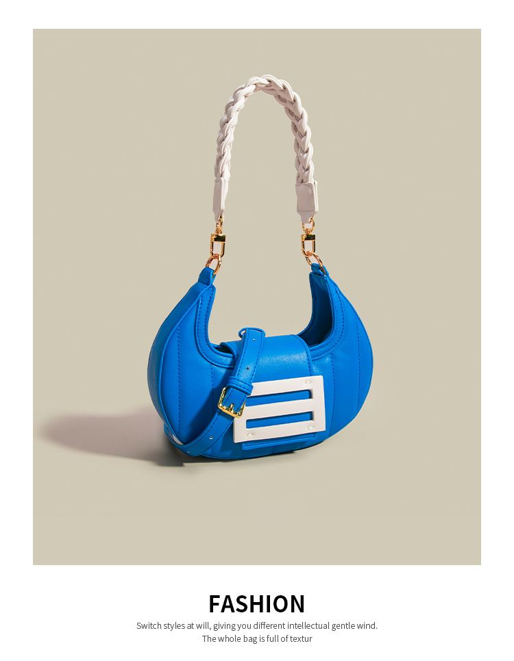 Borsa a tracolla larga con motivo a mezzaluna intrecciata sotto le ascelle, design di nicchia, nuova borsa a tracolla monospalla WO's 2022 per_voghion.com