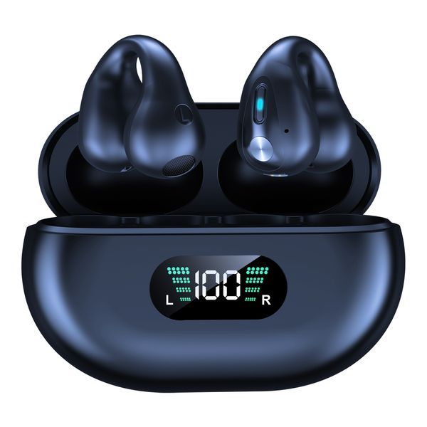 1pc Original Q80 Bone Conduction Clip Ear Type Noise Reduction Wireless Headset (white/black)_voghion.com