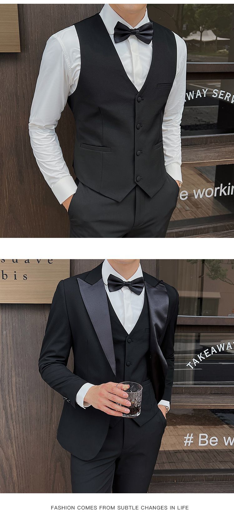 Erkek 3 Parçalı Slim Fit Takım Elbise – Düğün ve İş Elbisesi (XS-5XL, Siyah/Beyaz)_voghion.com