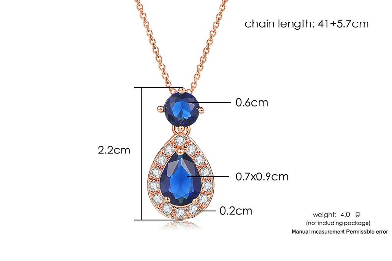 Women’s Jewelry Set Fashion fashion simple water drop necklace earrings inlaid with blue stone plated real gold jewelry set e commerce hot seller_voghion.com