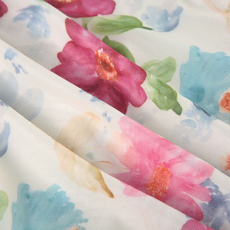 Damenbekleidung für Mädchen, pastoraler Stil, Blumendruck, plissiertes Netz-Tube-Top, süße Mode, sexy Spitze, Taillenform, kurzes Top_voghion.com