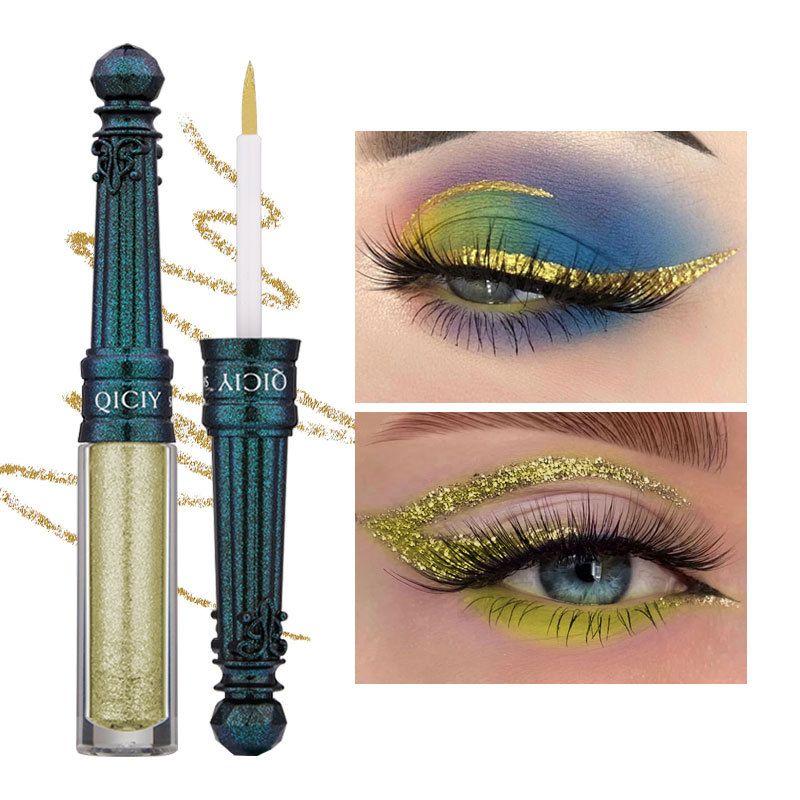 Lidschatten- und Liner-Kombination QICIY 6-Farben-Eyeliner für mehrfarbigen, wasserfesten, natürlichen, glänzenden, nicht verschmierenden Eyeliner_voghion.com