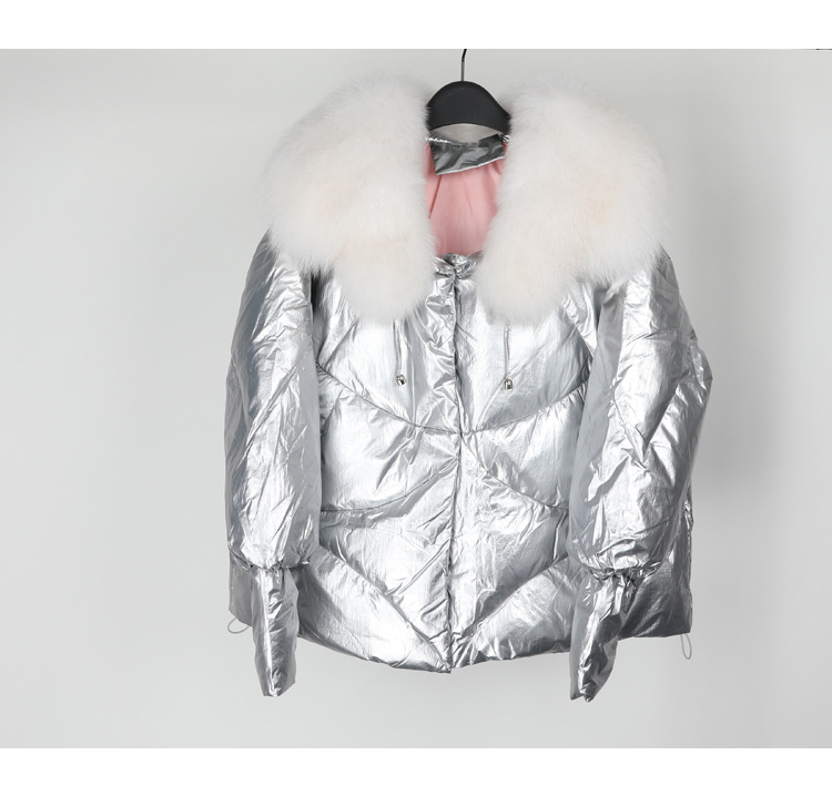 Damen Fuchspelzkragen Kurze warme Jacke Jacke_voghion.com