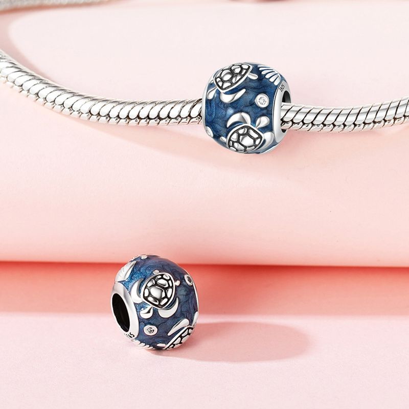 Bijou original en argent sterling 925 pour femme, pendentif queue de poisson en forme de tortue, style océan, accessoires de bijouterie DIY, bracelet à cordon_voghion.com