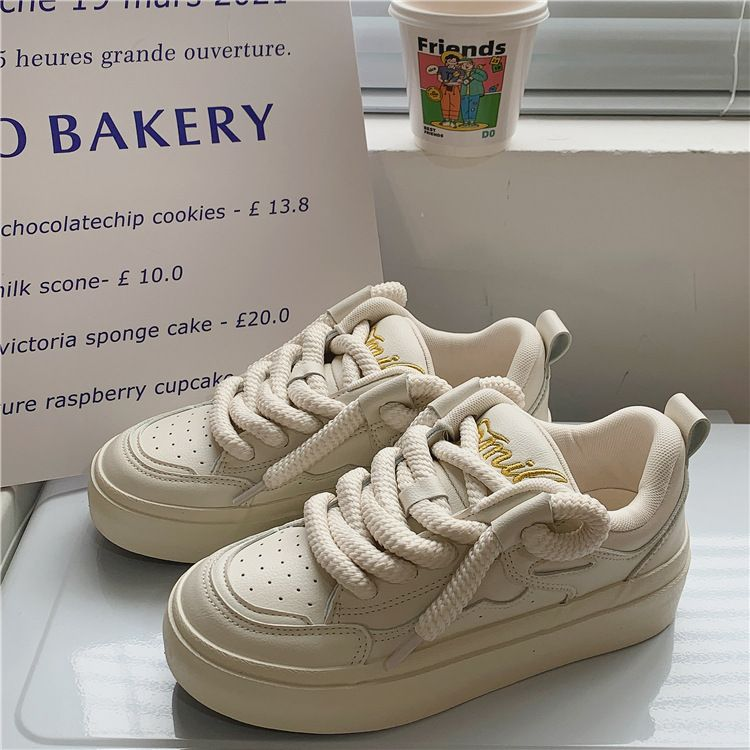 Minority Original Design Thick Rope Bread Shoes Women 2023 New Comfortable Chic Small White Shoes Women's Casual Skateboard Shoes_voghion.com