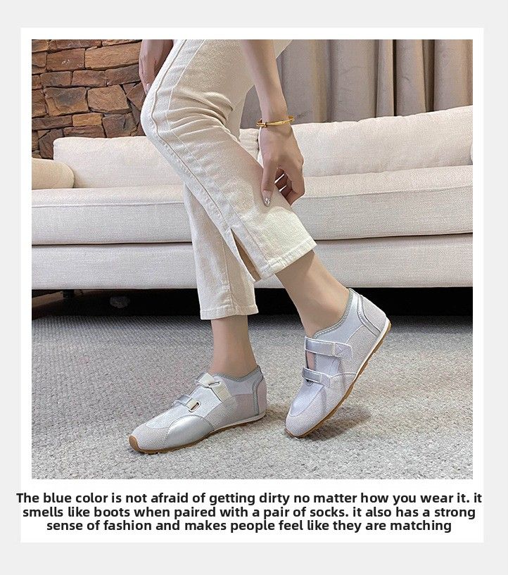Double Hook And Loop Sole Soft Surface Ballet Flats Mary Jane Sports Style Casual Shoes For Women_voghion.com