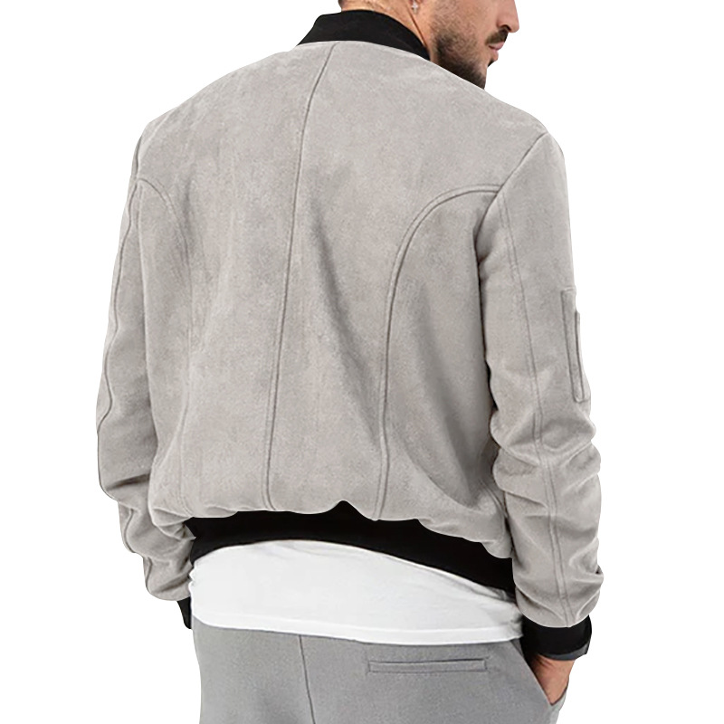 Men's Clothing Autumn and Winter Suede Stand Collar Men's Button Cardigan Jacket Casual Retro Jacket Men_voghion.com