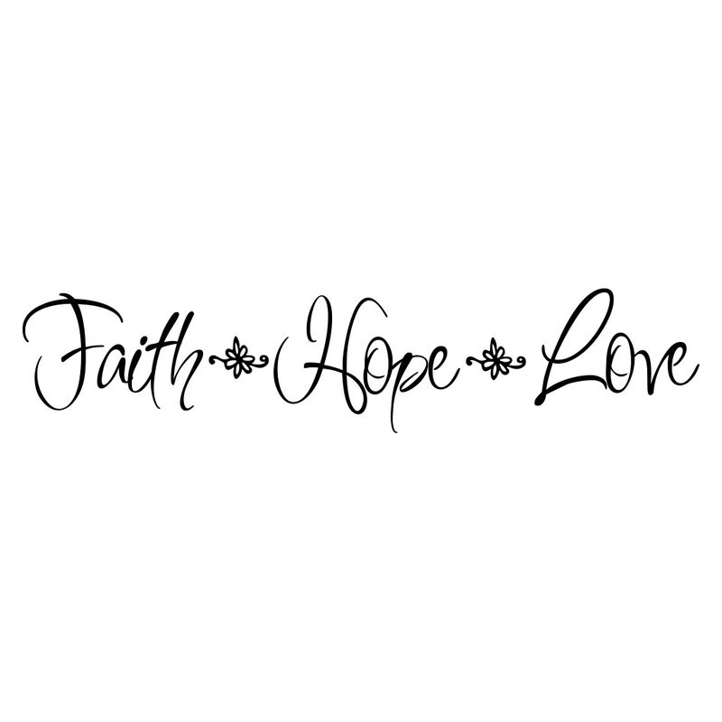 Faiph Hope Love Preto Inglês Fosco N1471 Adesivos de parede personalizados para sala de estar e quarto_voghion.com