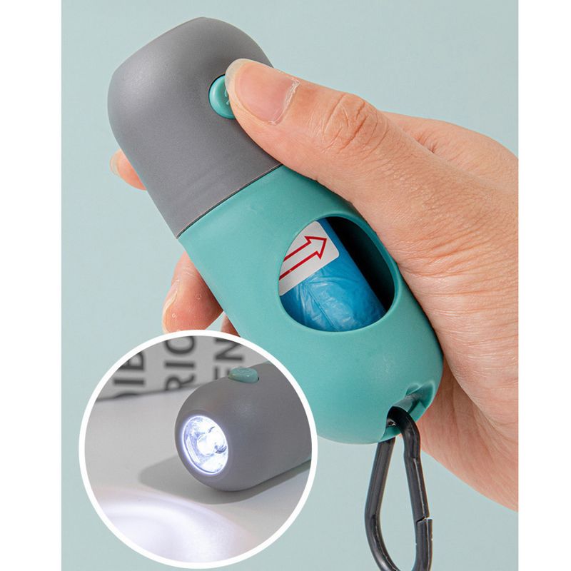 Distributore di capsule portatile con luce LED, sacchetti biodegradabili per animali domestici, raccoglitore di rifiuti_voghion.com