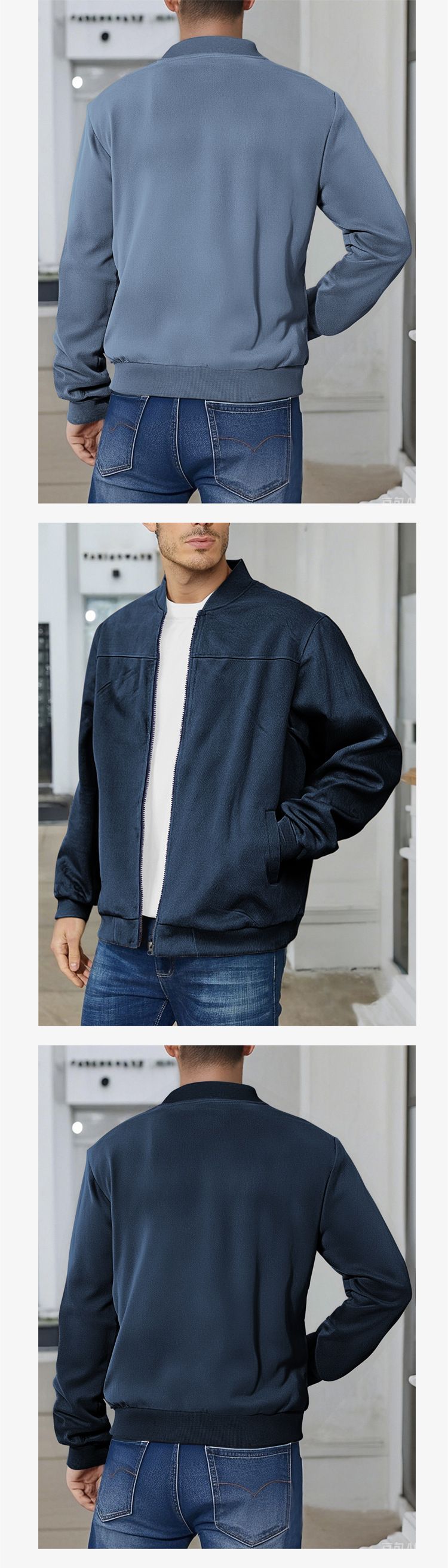 Giacca in pelle scamosciata da uomo, casual, con cerniera, a maniche lunghe, modello cardigan, primavera e autunno_voghion.com