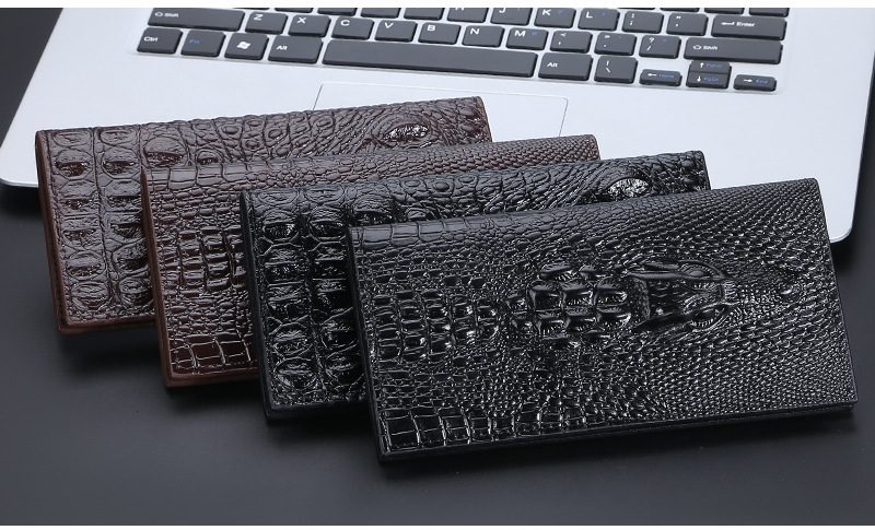 Baellerry Men's Long Crocodile Head Multi Card Zipper Handbag Business Thin Wallet_voghion.com
