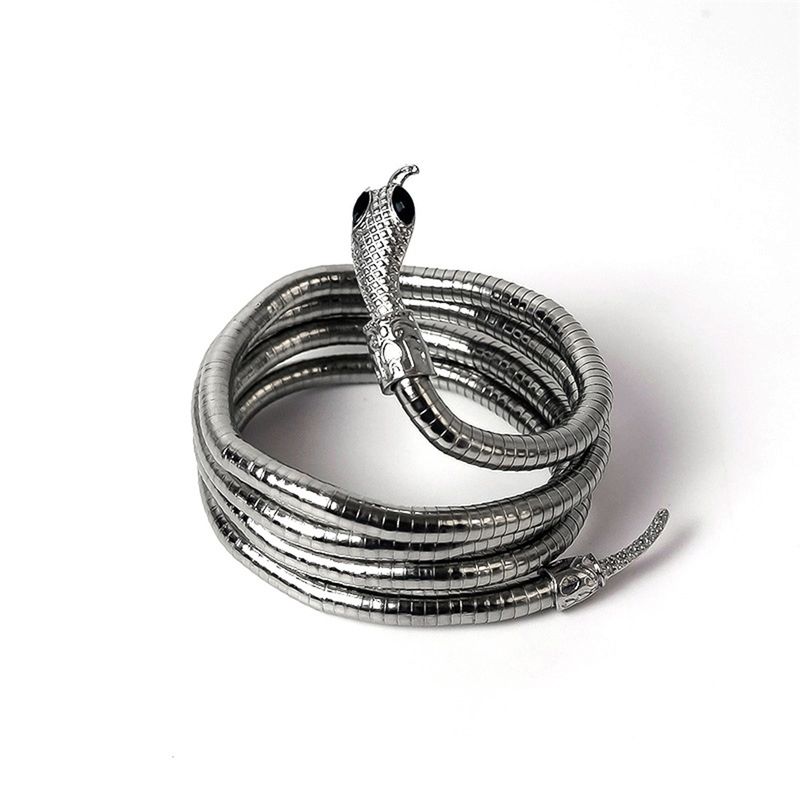 Nuovo braccialetto alla moda punk multistrato in metallo flessibile a forma di serpente per donne e uomini, personalità, design unico, collana in lega, regali_voghion.com