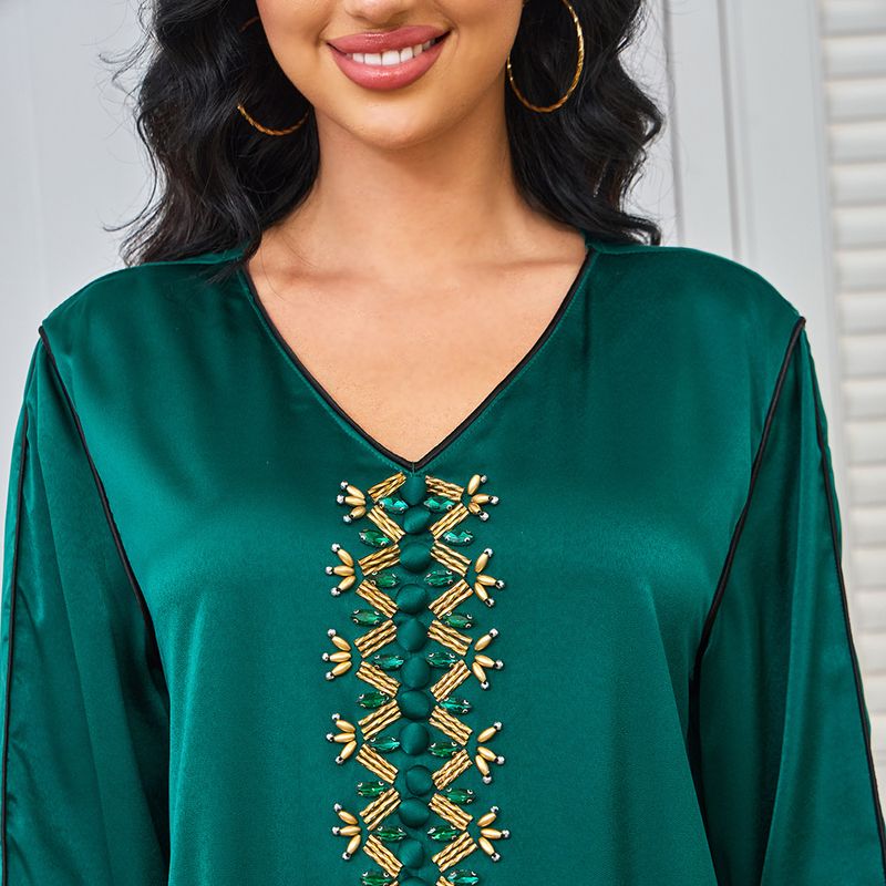 Abito da festa musulmano in stile etnico, estivo, con perline e perline, Dubai_voghion.com