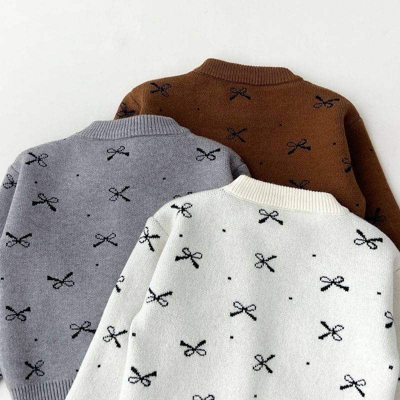 Gonna in maglia per ragazze 2025 Autunno e inverno, nuova gonna a torta con scollo rotondo e fiocco per ragazze, completo in due pezzi_voghion.com