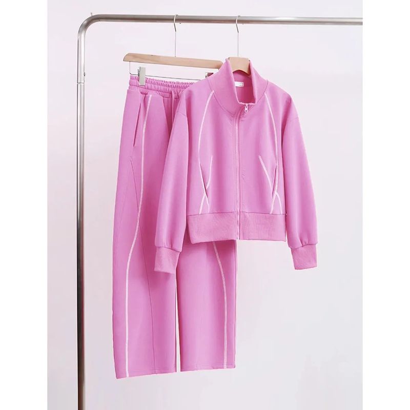 Damenbekleidung Lässige Sportanzüge für Damen Frühling und Herbst Neue Mode High-End-verdicktes Sweatshirt mit weitem Bein_voghion.com