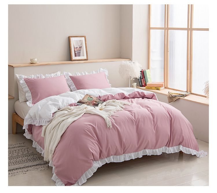Luxury Ruffled Duvet Cover With Patchwork Patterns - Soft Milled Velvet, Active Dyed Colors, Multi-Color Options_voghion.com