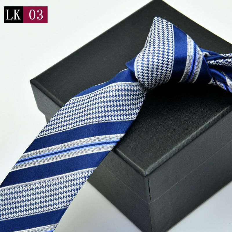 Cravatta da uomo in stile coreano, stretta, casual, alla moda, 6 cm, in poliestere e seta a righe, annodata a mano, nuova primavera._voghion.com