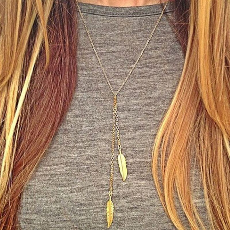 Accessories Forest Style Gold Leaf Simple Short Necklace Collarbone Chain_voghion.com
