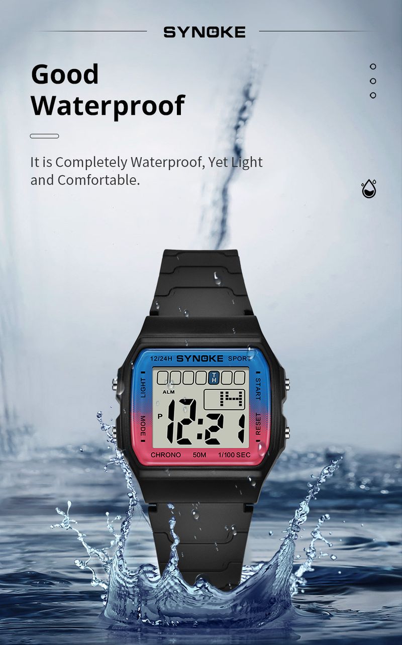 SYNOKE Student Electronic Watch Unisex Sport Watch For Kids Waterproof Luminous LED Digital Lady Retro Men Wrist Watch_voghion.com