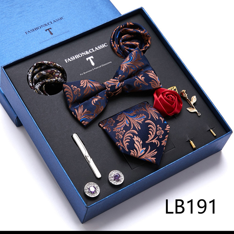 Men's Ties & Handkerchiefs fashionable business solid color flower tie square scarf 8-piece combination set_voghion.com