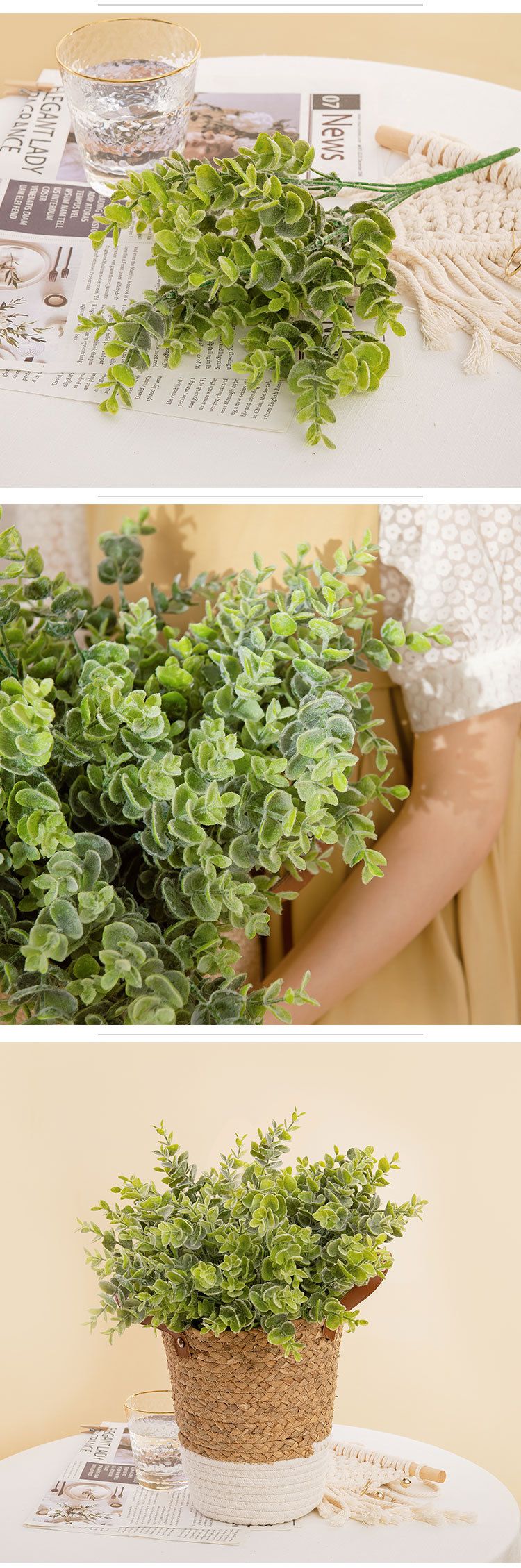 Produttore eucalipto vendita soldi foglia capelli con erba fiori artificiali all'ingrosso fiori artificiali decorazione matrimonio GF16296A_voghion.com