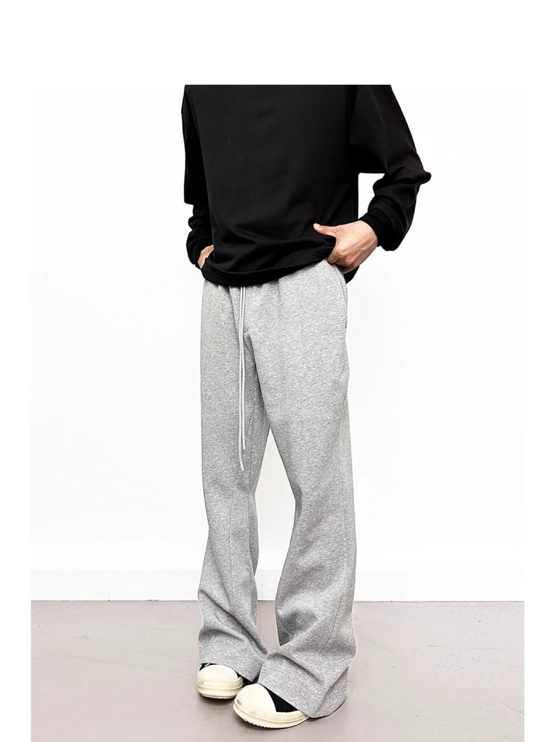 Men's Cleanfit Deconstructed Knife Hem Flared Sweatpants Loose Vibe Straight Leg Casual Pants For Spring & Autumn_voghion.com