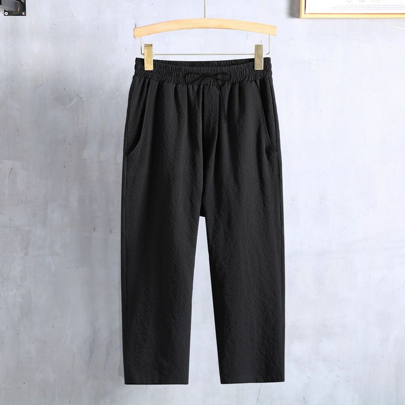 Herrenbekleidung in Übergröße, zweiteilig, Sommer, lässiger Neun-Punkt-Hosenanzug, trendiger, dicker, kurzärmeliger Anzug für Herren_voghion.com