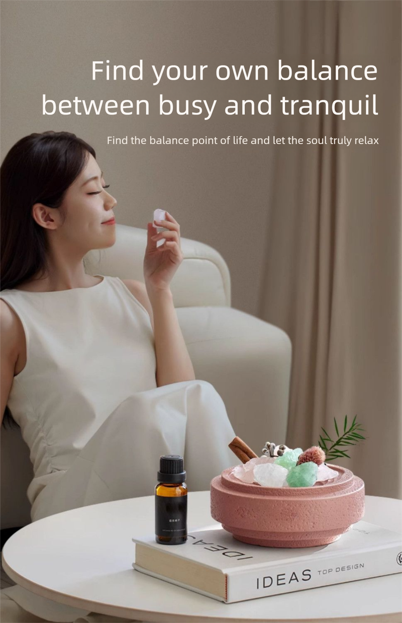 Difusor de aromaterapia GUKEN con forma de taza de cemento, piedra de cristal, decoración de alta gama para el hogar, dormitorio, larga duración, sin llama para niñas._voghion.com