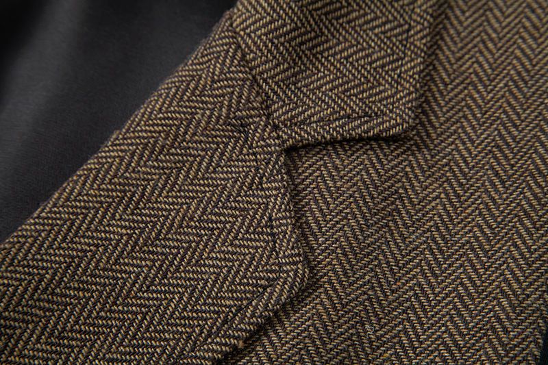 Vīriešu tvīda uzvalka veste, retro atloka, divrindu veste, tāda pati kā Šelbija_voghion.com
