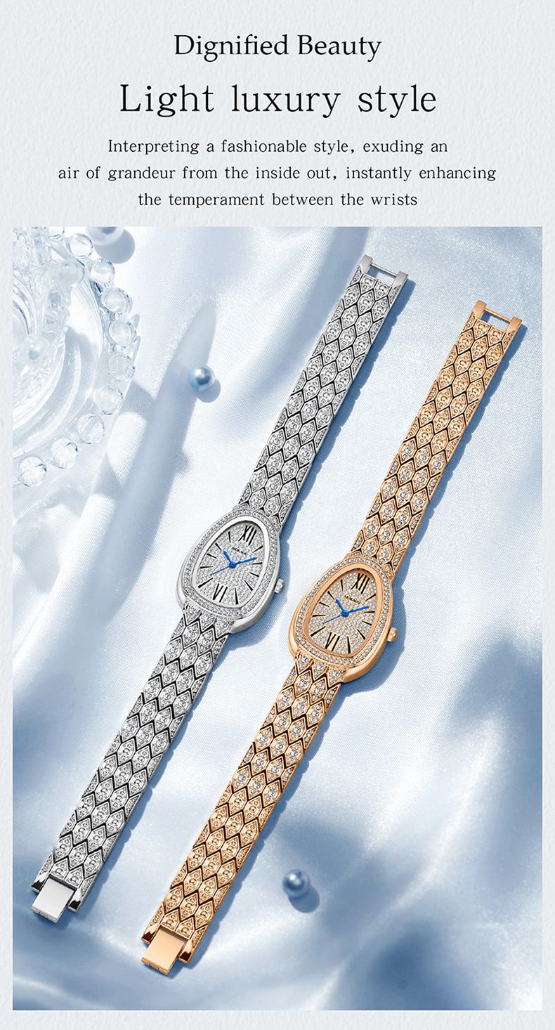 Women's Fashion Quartz Watch With Rhinestones, Waterproof Snake Design, Elegant And Stylish Wristwatch For Women Snake Shaped Ladies Watch_voghion.com