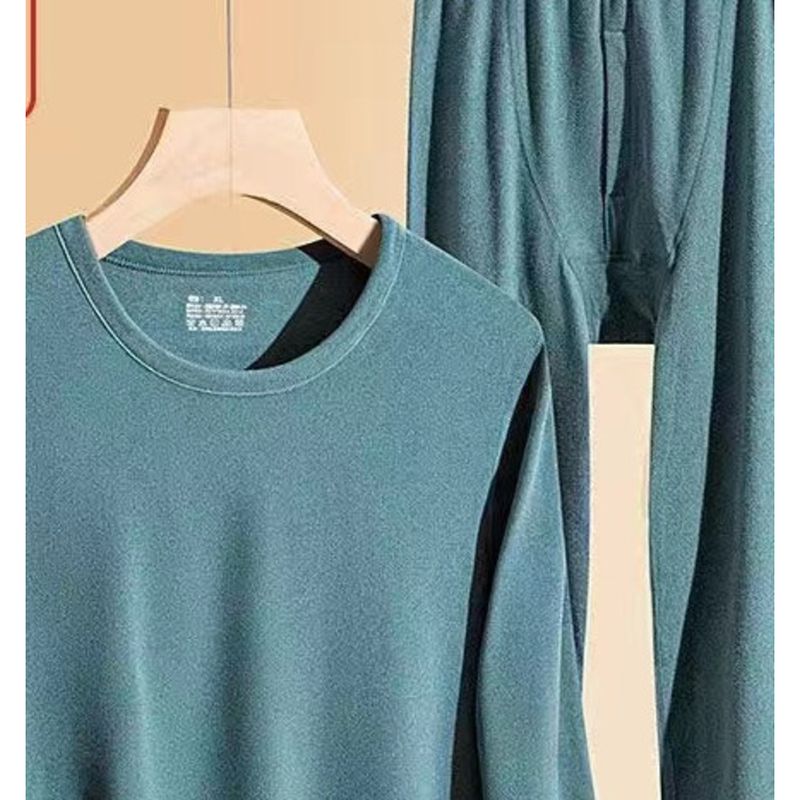 Thick and men's underwear set, double-sided German flannel thermal youth round neck autumn pants, underwear, leggings_voghion.com
