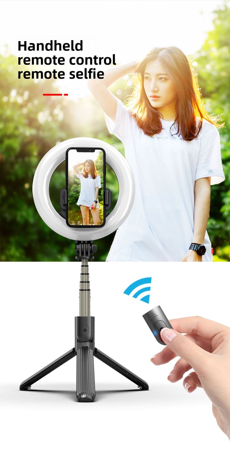 Mobile Phone Fill Light, Bluetooth Selfie Stick, L07 Live Shooting, Integrated Tripod, Remote Control Camera Desktop Stand_voghion.com