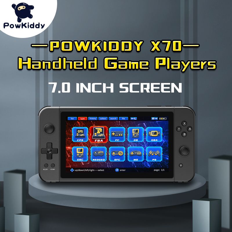 POWKIDDY X70 Handheld Console 7 Inch Video Players Supports 2 USB Controllers PS1 Game Connect To An HD TV_voghion.com
