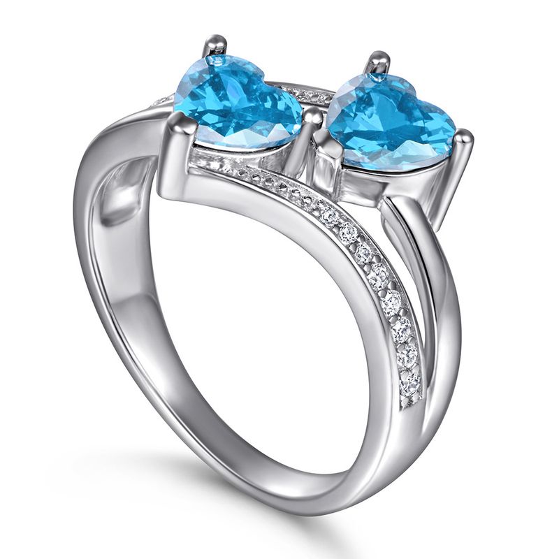 Ringe S925 Sterling Silber Ring mit siebenfarbigem herzförmigem Zirkon, personalisierter farbiger Edelsteinring_voghion.com