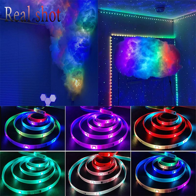 Bande lumineuse LED RGB 5 V WS2812B, télécommande Bluetooth, alimentation USB, étanche IP65, pour décoration intérieure et salle de jeux_voghion.com