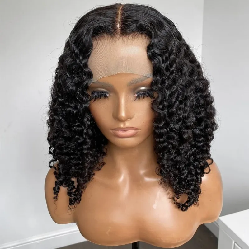 18inch 200 Density Kinky Curly Silk Base Full Lace Wig Glueless Brazilian Curly 5x5 Silk Top Full Lace Human Hair Wig For Women_voghion.com