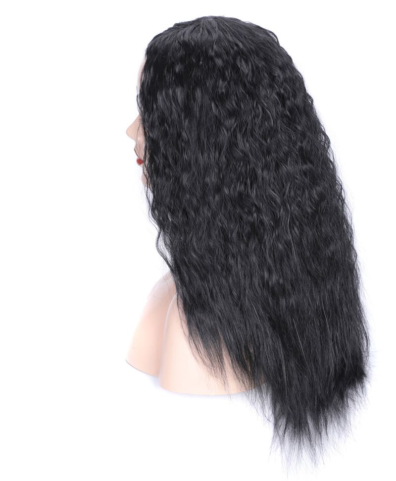 Matte realistic corn perm long curly hair wig head wool curl middle long hair wig head fluffy curly hair wig_voghion.com