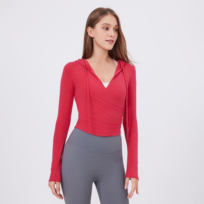 VVCX 2025s Slim Fit Top Sweet Spicy Girl Outerwear Fitess Wear Ruig Yoga Log Sleeve Slimmig T-shirt de sport à séchage rapide pour_voghion.com