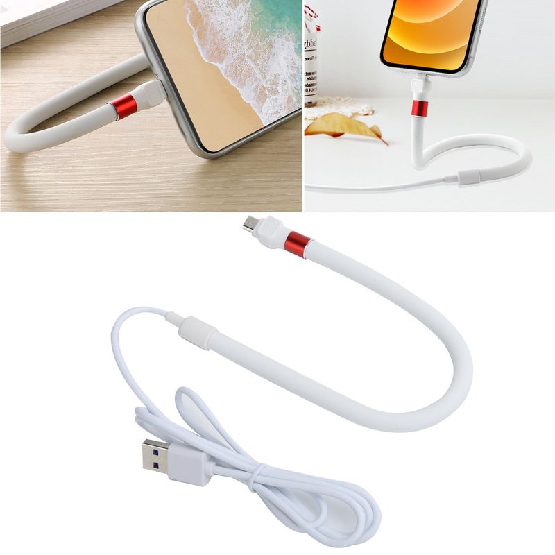 Mobile Phone Stand Up Fast Charging Cable Flexible Phone Holder Micro Usb BAJ_voghion.com