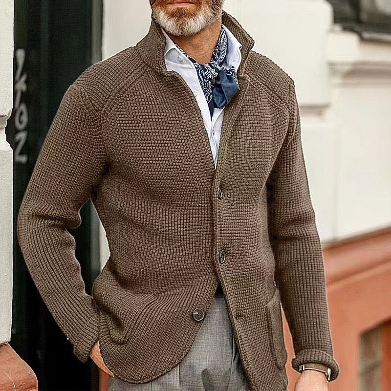 Pullover Herren Verdickter Slim Fit Stehkragen Strickwaren Herbst Und Wintermantel_voghion.com