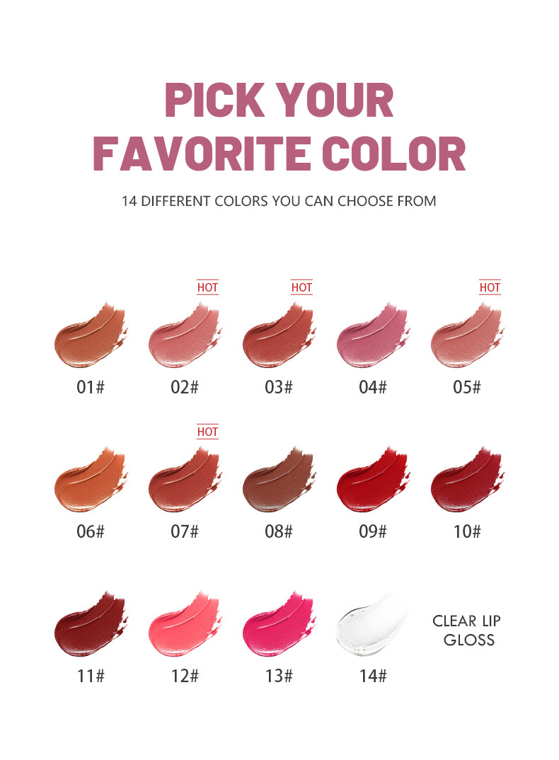 Pudaier 14 Farben Samt Matt Lippenstift Antihaft-Cup Lipgloss Lippenstift Samt Textur_voghion.com