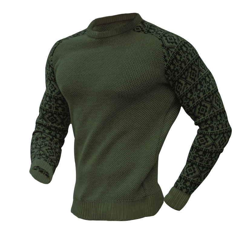 High-Quality 2023 Autumn New Waffle Print Men's Pullover Base Layer Color Block Knit Sweater_voghion.com