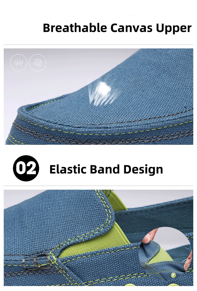Canvas loafers Spring summer breathable men's casual shoes over feet_voghion.com