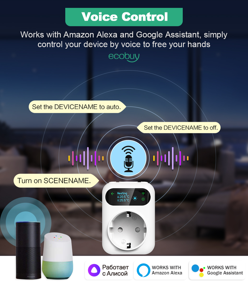 Termostato WiFi Tuya Presa elettrica Presa WiFi intelligente Regolatore di temperatura Riscaldamento con Alexa Google Home_voghion.com