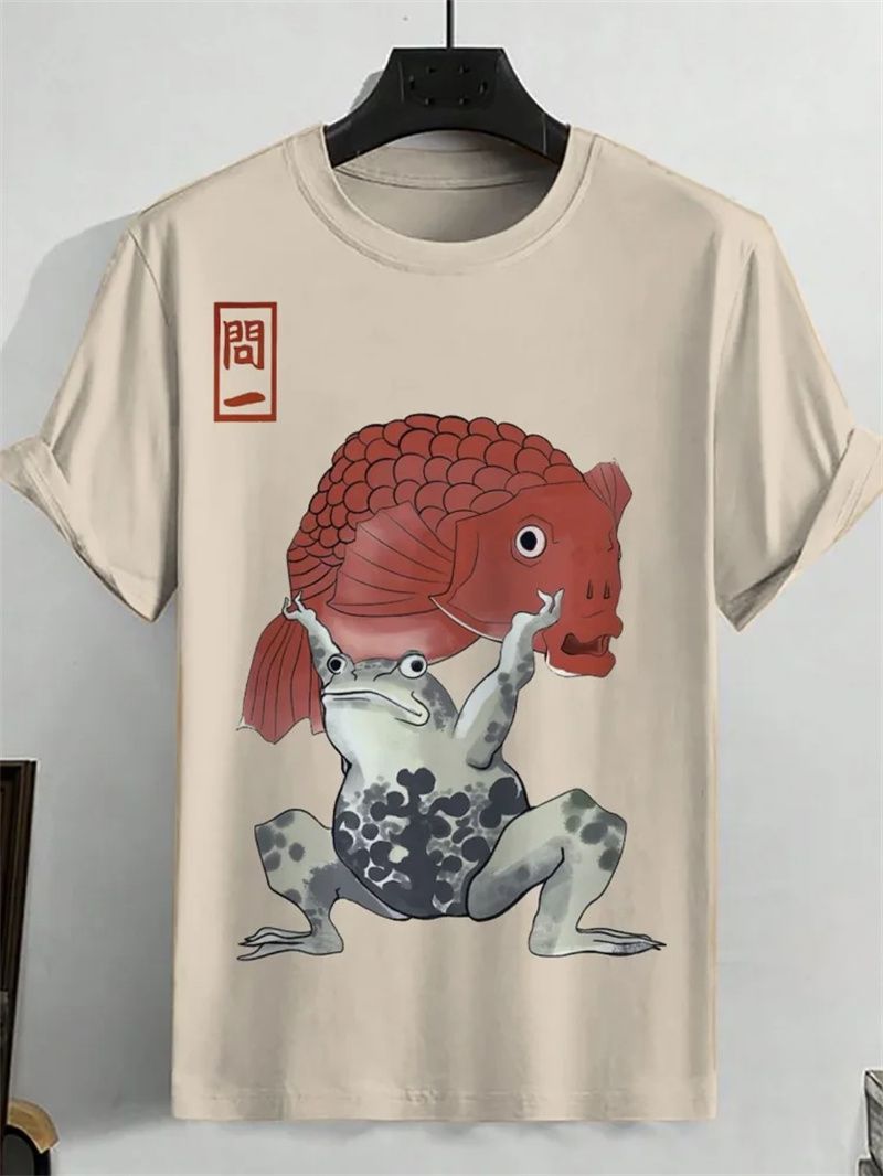 Japanese Ukiyo-e Graphic T Shirt Men Animal Waves Sun 3D Printed T-Shirts Casual Short Sleeve Tees Outdoor Oversized O-Neck Tops_voghion.com