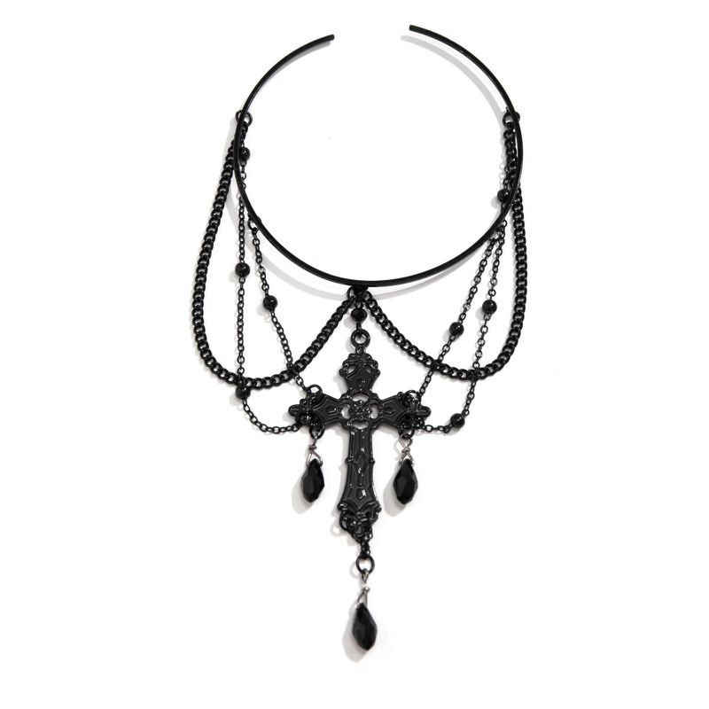 jewelry Sweet Cool Gothic Cross Butterfly Chain Multi Layer Open Arm Bracelet Leg Chain_voghion.com