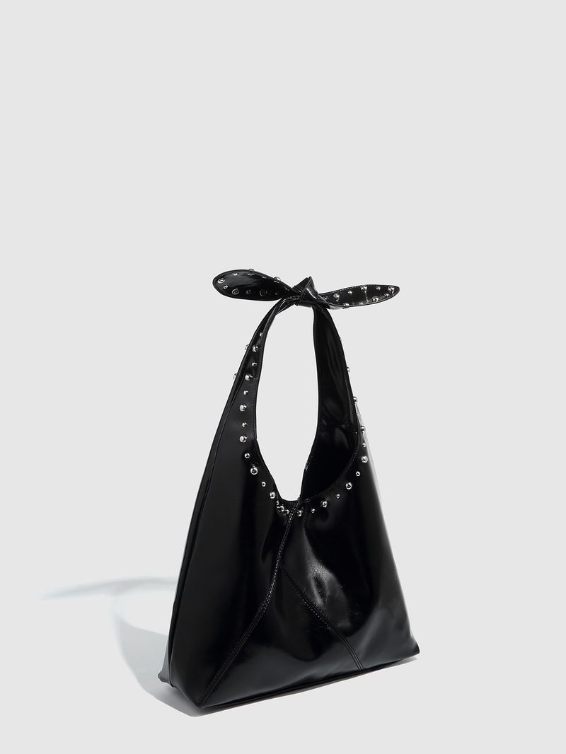 Damentaschen Neue High-End-Einkaufstasche Nietenschleife Unterarmtasche Design Motorrad-Beuteltasche Damentasche_voghion.com